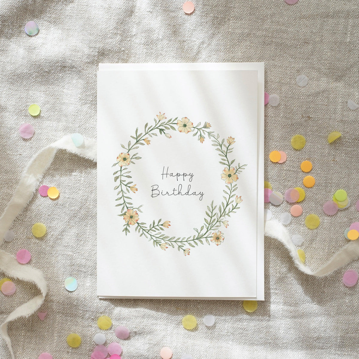 Grußkarte · Happy Birthday | Geburtstagskranz