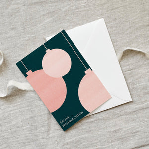 Grußkarte · Christbaumkugeln · Rosa