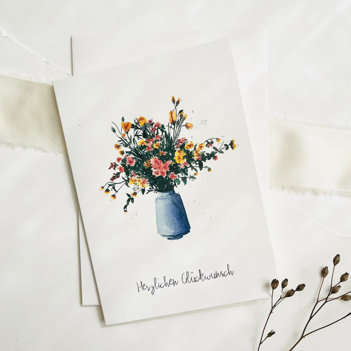 Greeting Card Blue Vase