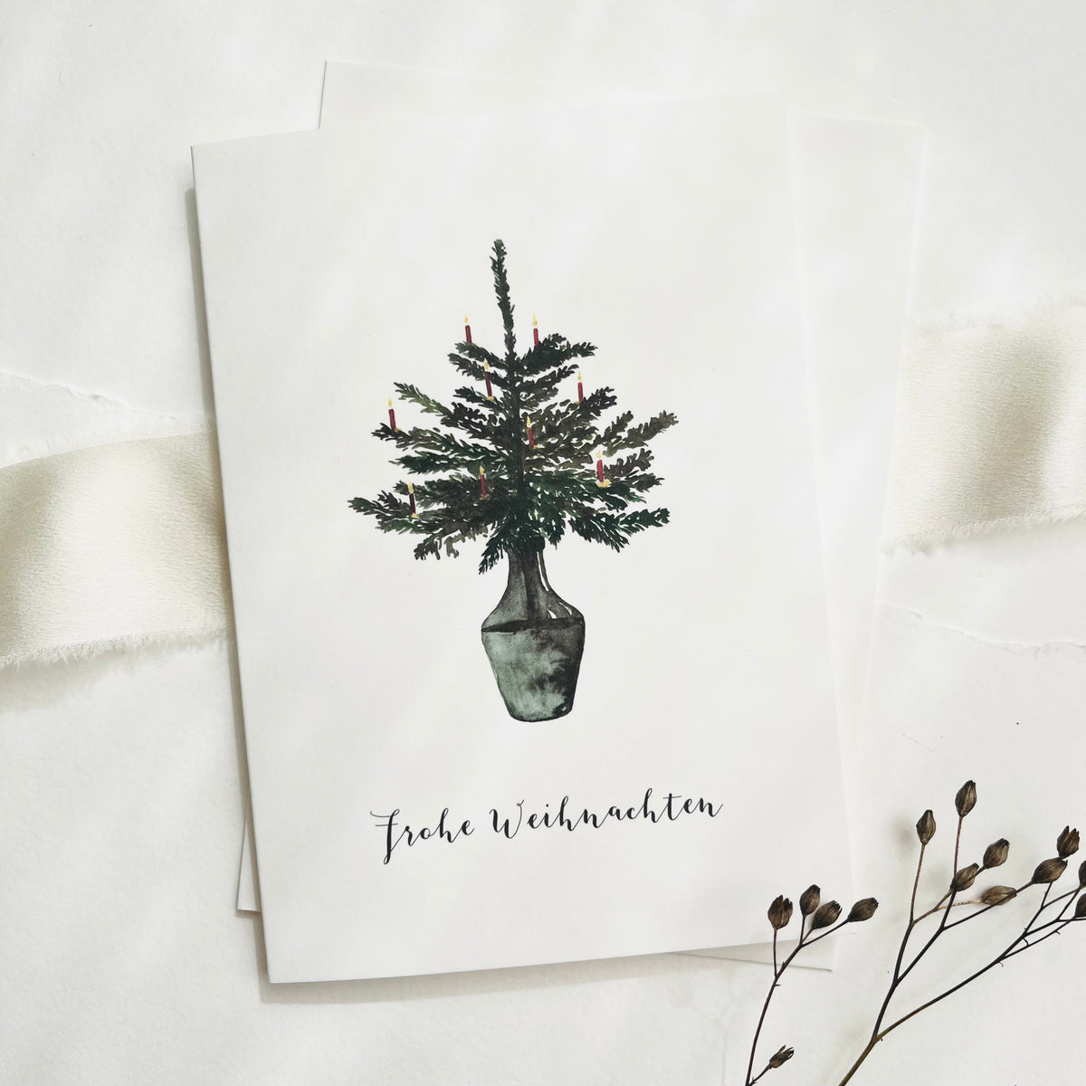 Greeting card · Christmas tree in vase