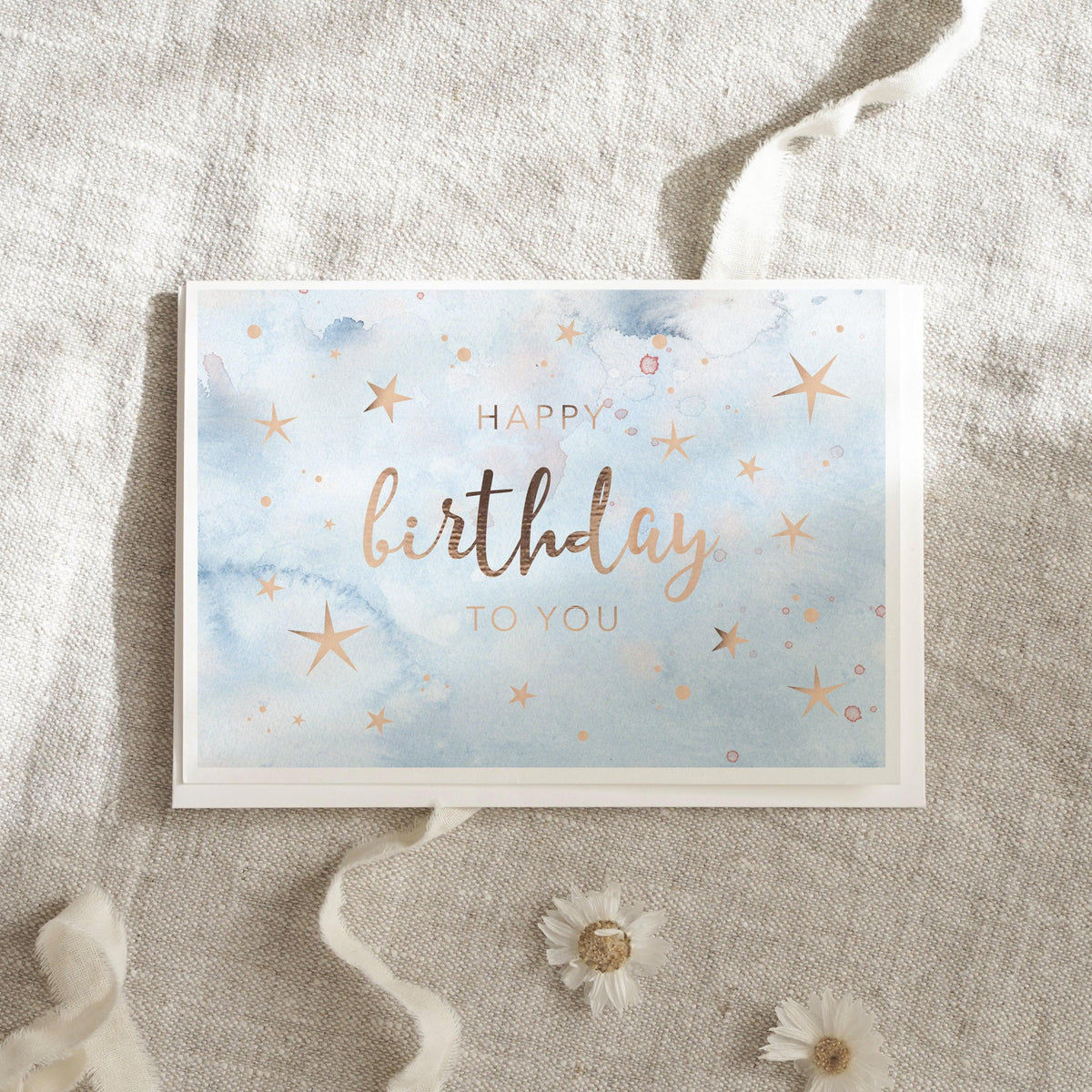 Grußkarte · Happy Birthday · Stars (Goldfoil)