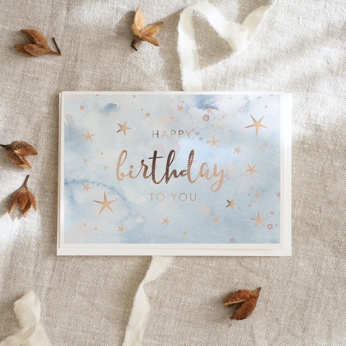 Grußkarte · Happy Birthday · Stars (Goldfoil)