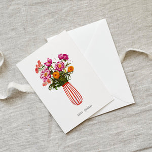 Greeting Card Happy Birthday Pink Peonies