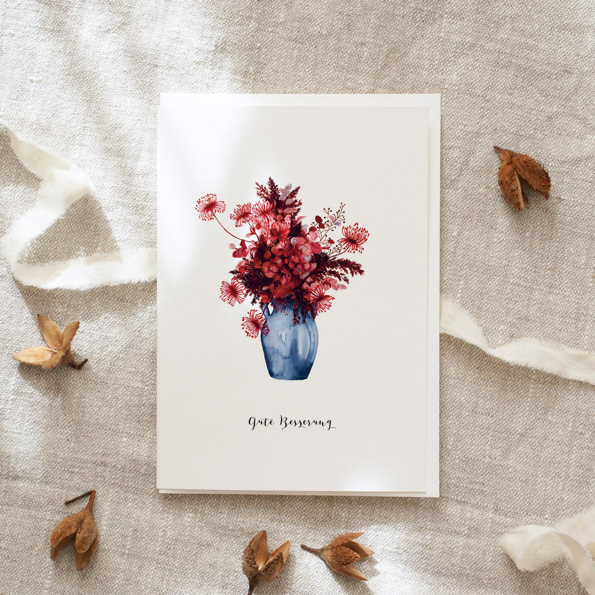 Greeting Card · Get ​​Well Soon | Red Autumn Flowers