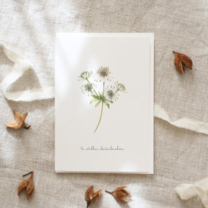 Greeting card · With deepest sympathy | Masterwort