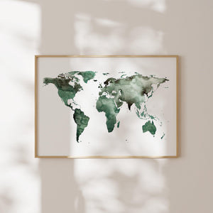 Art Print - World Map | World map Green