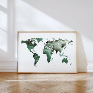 Art Print - World Map | World map Green