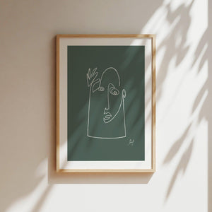 Kunstdruck - Art Line | Hello (Dark Green)