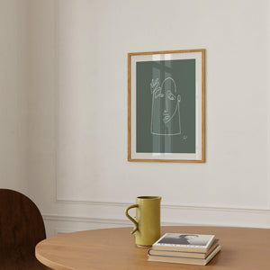 Kunstdruck - Art Line | Hello (Dark Green)