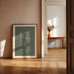 Kunstdruck - Art Line | Hello (Dark Green)