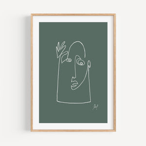 Kunstdruck - Art Line | Hello (Dark Green)