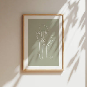Kunstdruck - Art Line | The Thinker (Pale Green)