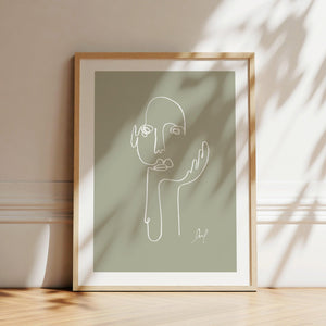 Kunstdruck - Art Line | The Thinker (Pale Green)
