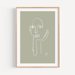 Kunstdruck - Art Line | The Thinker (Pale Green)