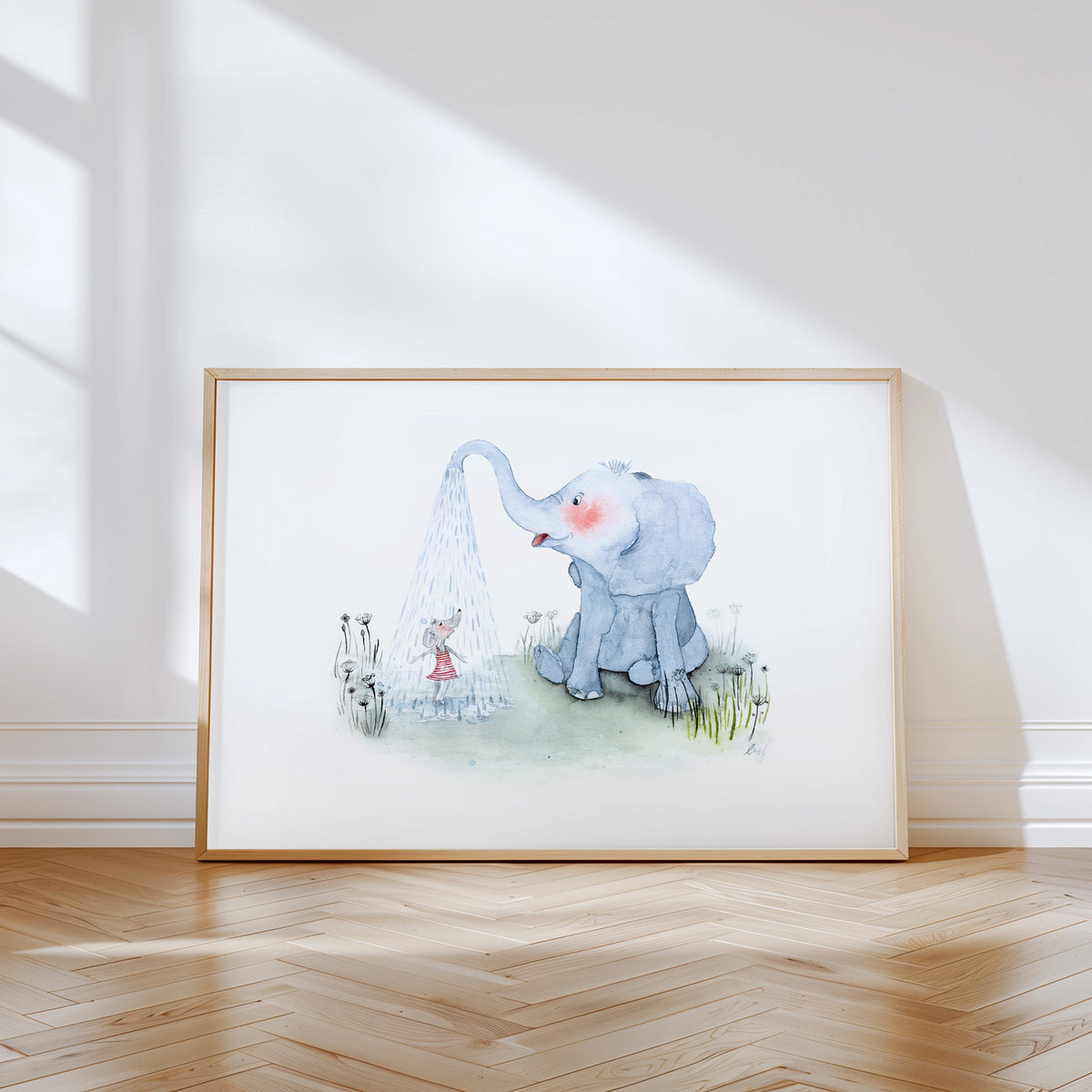 Art Print - Elephant Shower