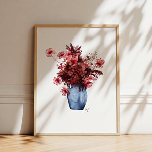 Art Print - Red Autumn Flowers