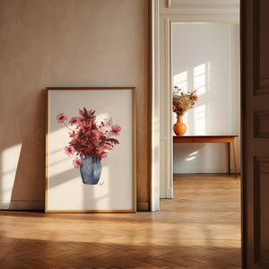 Art Print - Red Autumn Flowers