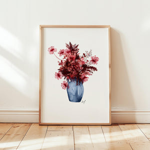 Art Print - Red Autumn Flowers