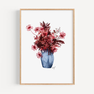 Art Print - Red Autumn Flowers