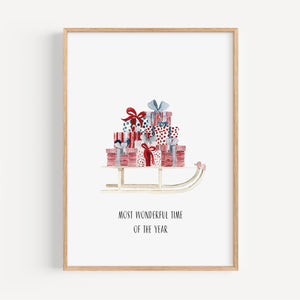 Kunstdruck - Weihnachtsschlitten