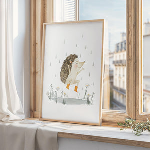 Kunstdruck - Igel | Dancing in the rain