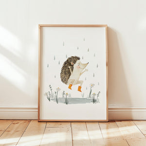Kunstdruck - Igel | Dancing in the rain