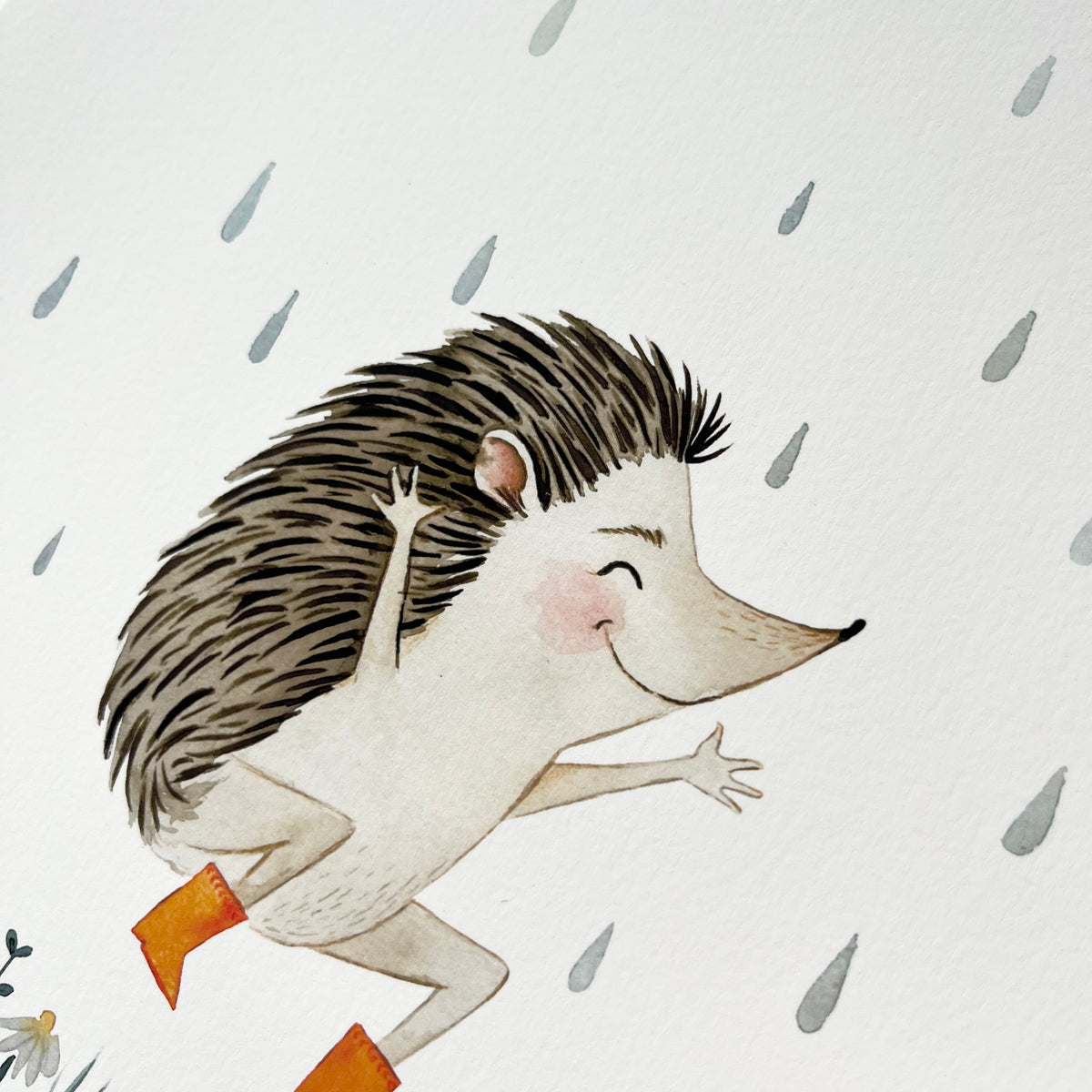 Kunstdruck - Igel | Dancing in the rain