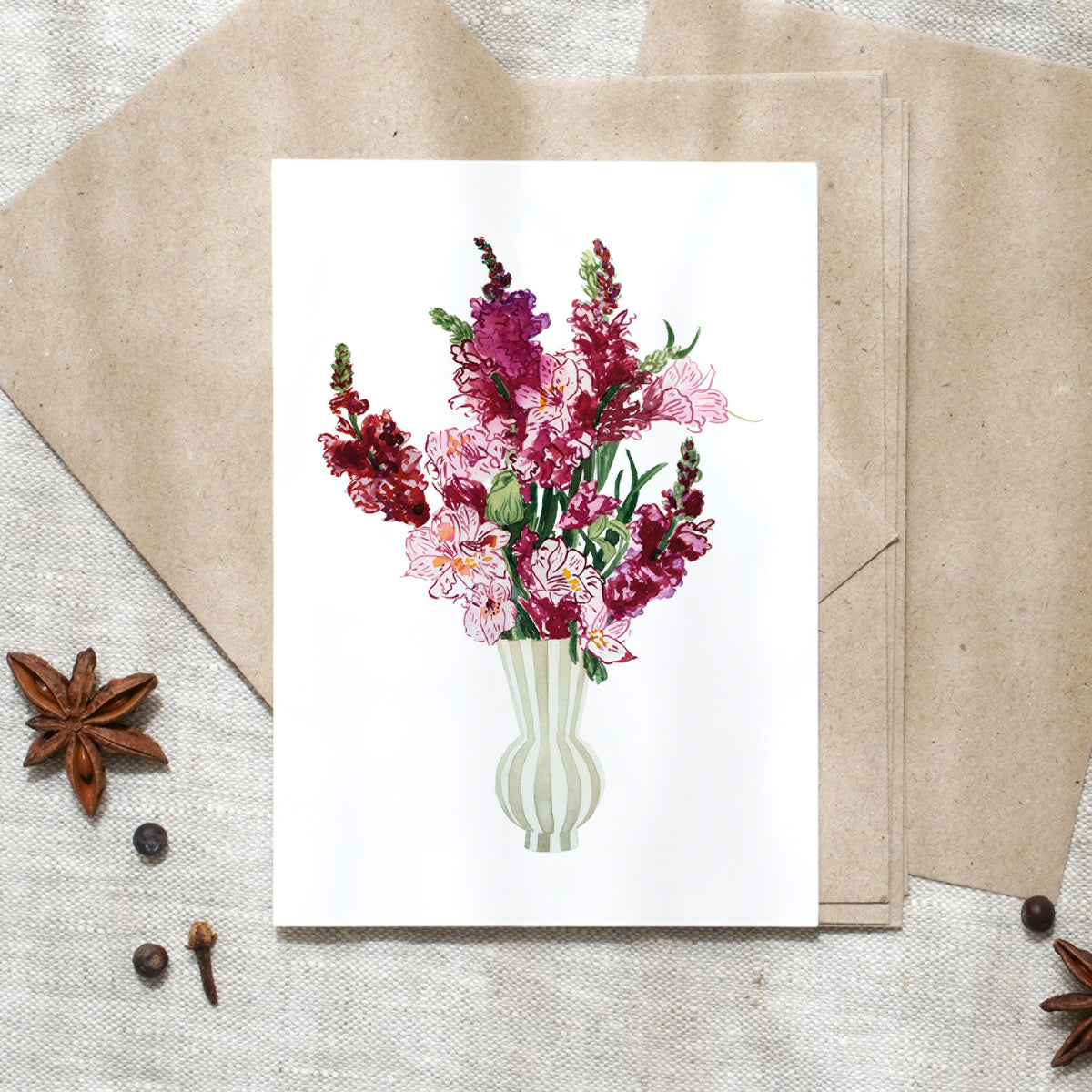 Postcard - Pink flower bouquet