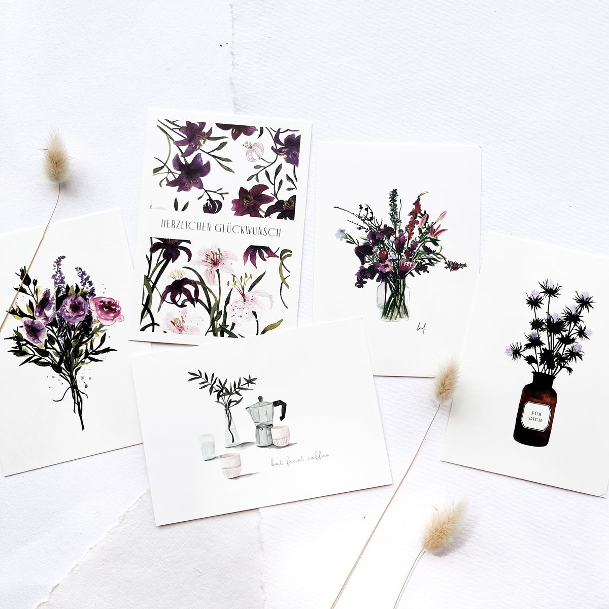 Postkarten Set · Violet Flowers