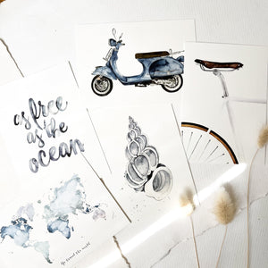 Postkarten Set · Blue Illustrations