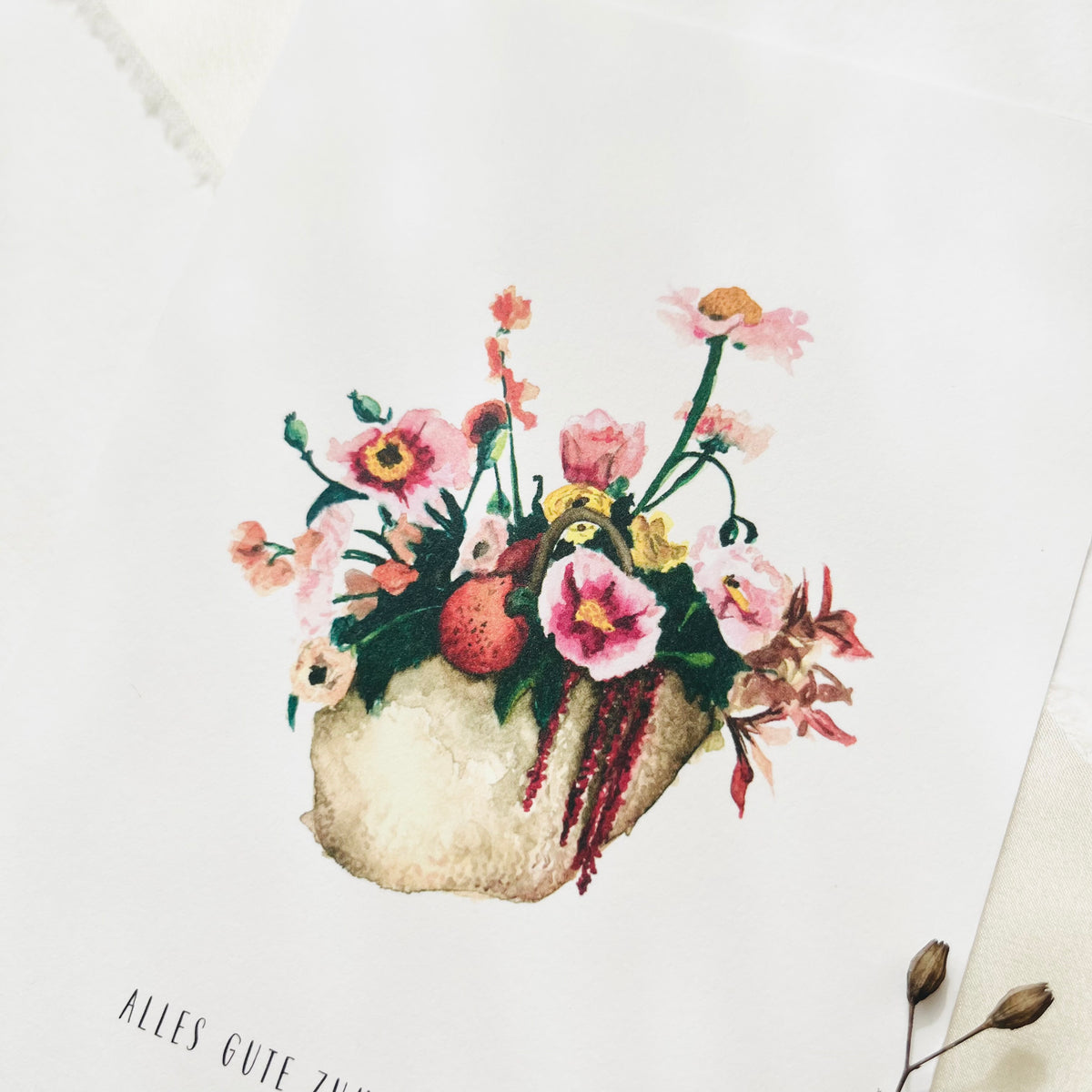 Postcard - flower basket