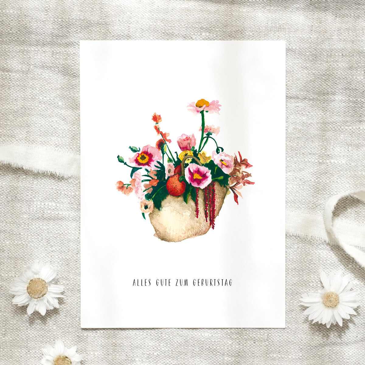 Postcard - flower basket