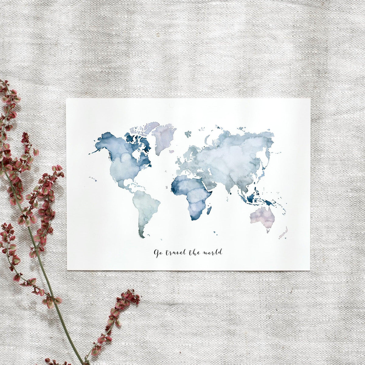 Postkarte - Weltkarte | Blau