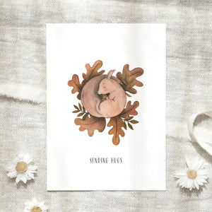 Postkarte · Eichhörnchen | Sending hugs