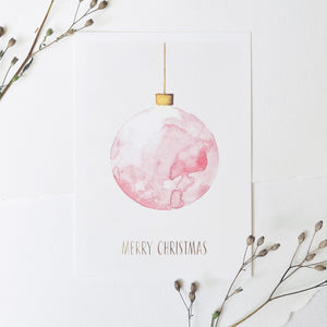 Postkarte - Rose Christmas Bauble