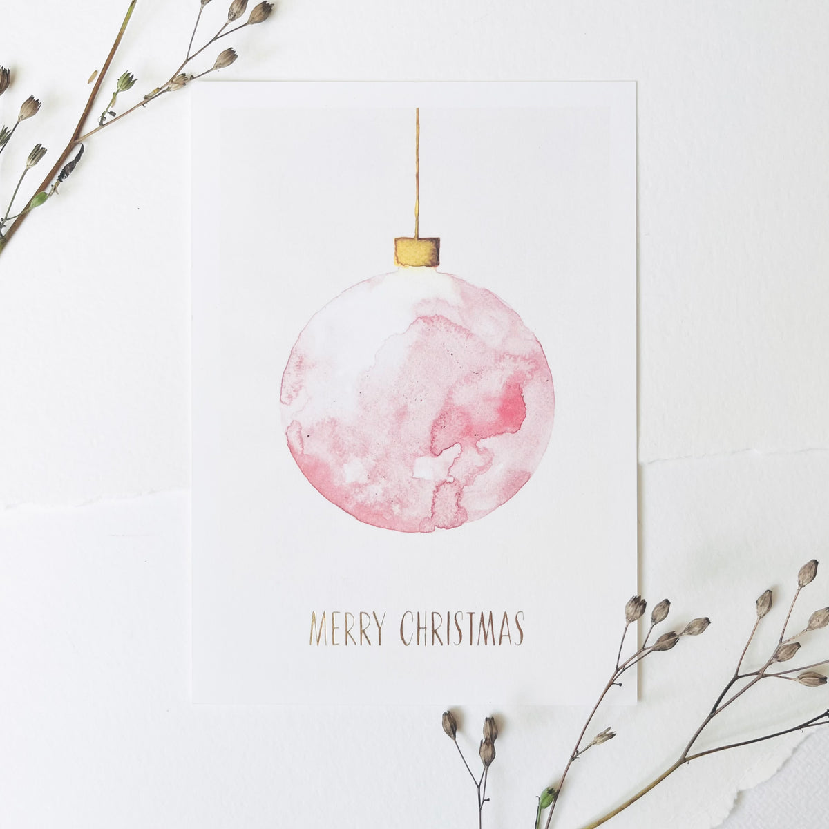 Postkarte - Rose Christmas Bauble