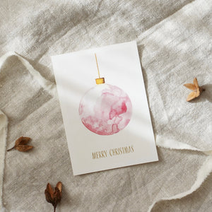 Postkarte - Rose Christmas Bauble