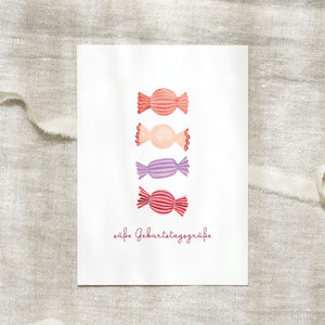 Postkarte · Geburtstagsbonbons