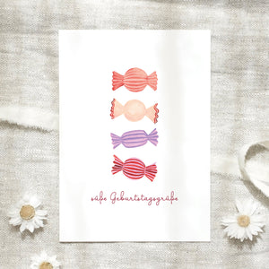 Postkarte · Geburtstagsbonbons