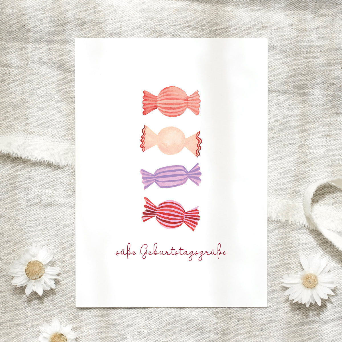 Postkarte · Geburtstagsbonbons