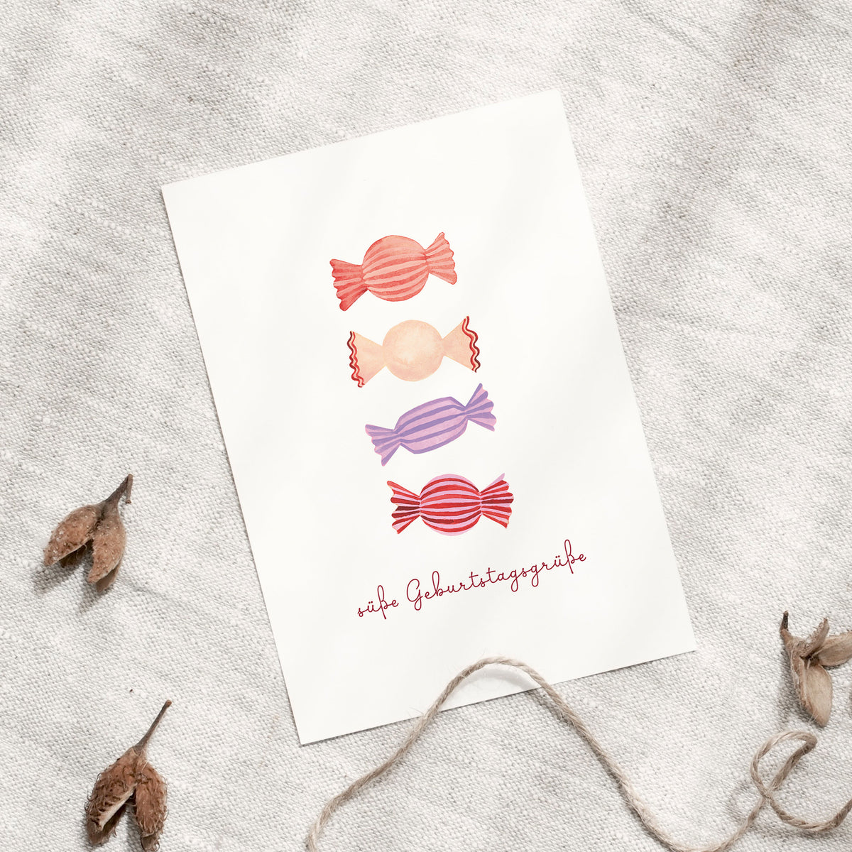 Postkarte · Geburtstagsbonbons