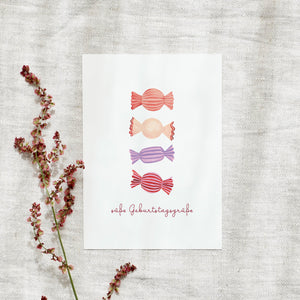 Postkarte · Geburtstagsbonbons