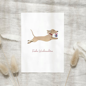 Postkarte · Weihnachtsdackel