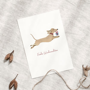 Postkarte · Weihnachtsdackel