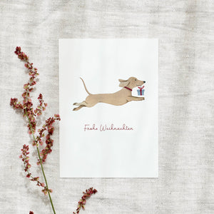 Postkarte · Weihnachtsdackel