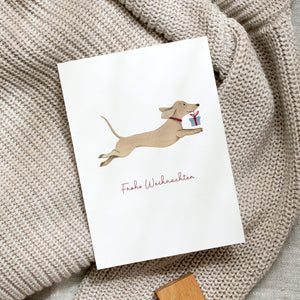 Postkarte · Weihnachtsdackel