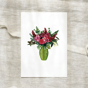 Postkarte · Pink Flowers | Green Vase