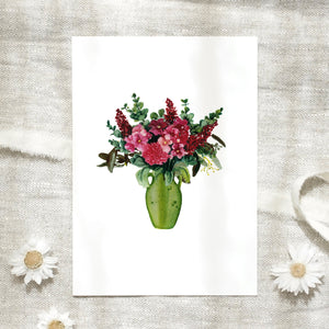 Postkarte · Pink Flowers | Green Vase