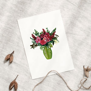 Postkarte · Pink Flowers | Green Vase
