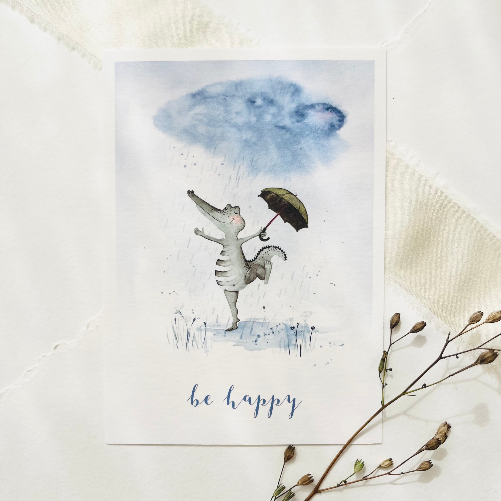 Postkarte - BE HAPPY CROCODILE Postkarte Leo la Douce 